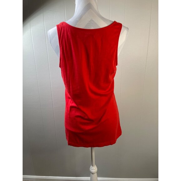 Old Navy Red Tank Top With Embroidered Neckline L Cotton/Modal Blend Sleeveless - Picture 4 of 6